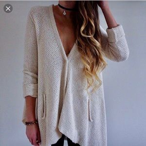 **Free people Shark Bite Hem Cotton Cardigan**